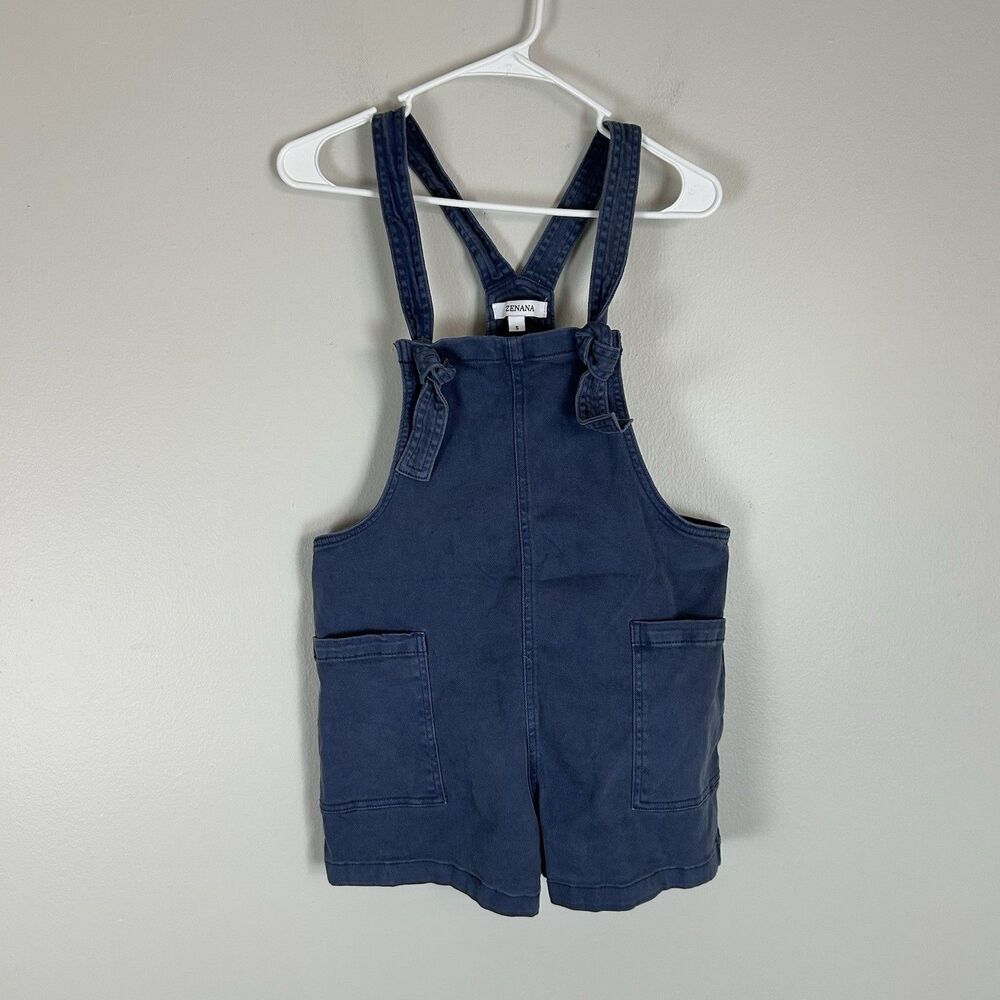 Women’s Small Denim Overalls Shorts Hippie Boho Blue Tie Bib Shortall Cottage